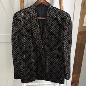 Blu Martini Black and Gold Patterned Blazer. Dinner Jacket